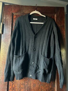 Coofandy Black Button V-Neck Cardigan with Pockets Size Medium